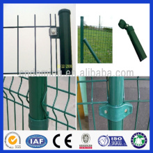 DM high quality low price powder coated metal wire welded bending 3D garden fence with round post for sale